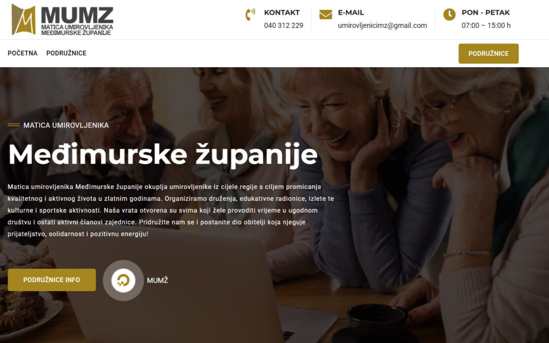 Službena web stranica Matice umirovljenika Međimurske županije na adresi mumz.hr
